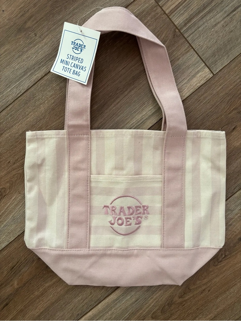 Trader Joe's Pink Striped Mini Canvas Tote
